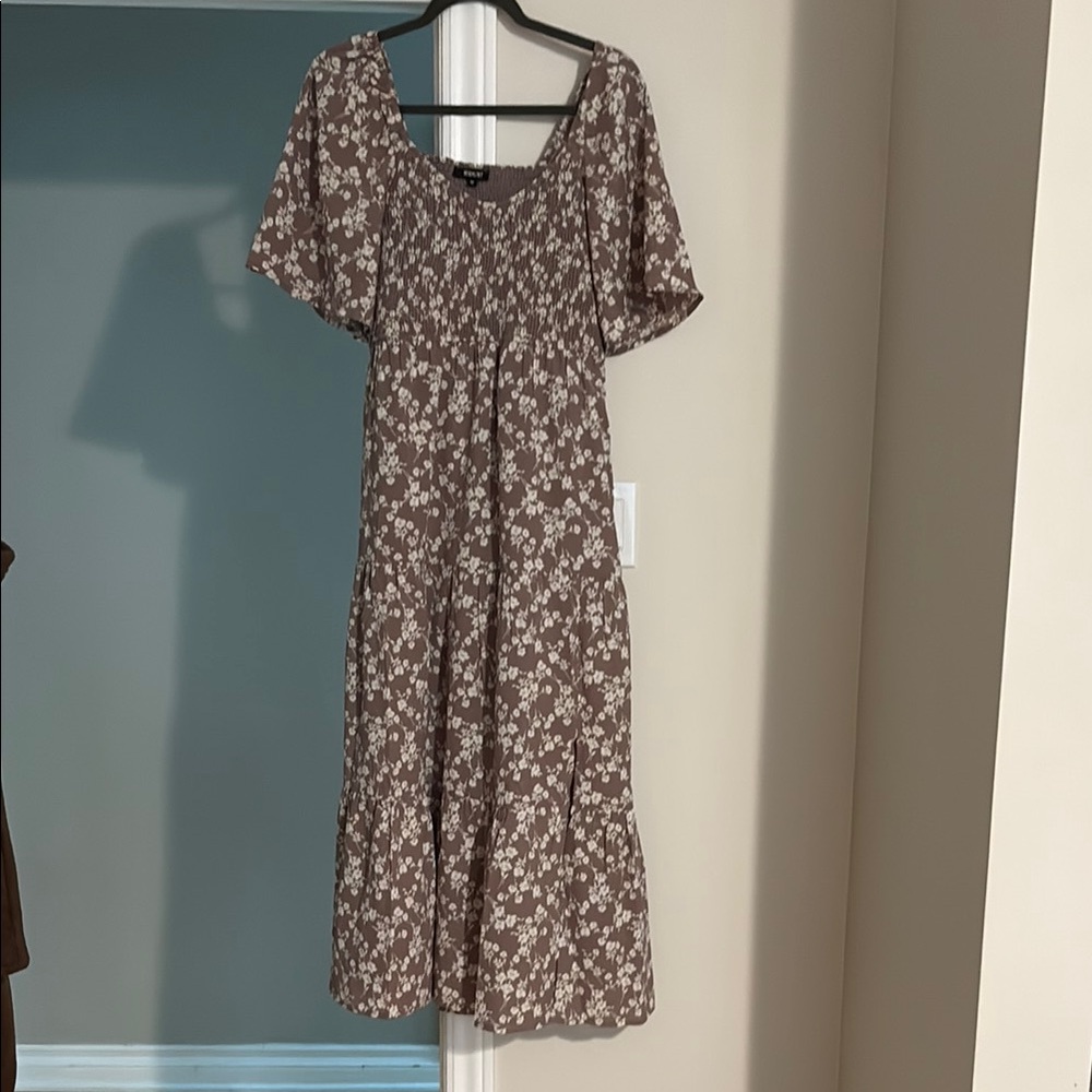 NWOT Floral Brown Dress